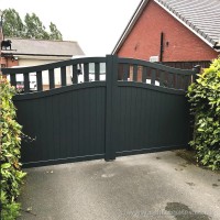 A bespoke, grey powder coated, aluminium driveway gate installation at a property in Charnock Richard, Chorley.