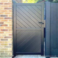We installed this black powder coated, bespoke aluminium garden gate at a property in Leyland, Lancashire.