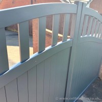 A beautiful, bespoke, partial privacy, aluminium driveway gate installation at a client’s home in Chorley, Lancashire.
