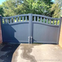 An installation in Chorley, Lancashire of one of our ready made driveway gates finished with a grey powder coating.