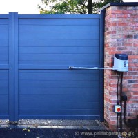 This full privacy automated driveway gate, was installed with a wall mounted electric kit at a home in Hoole Village, Chester.