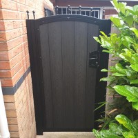 This bespoke UPvC garden gate was created in a black wood effect and fitted at a client’s property in Greater Manchester.