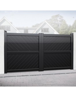 Aluminium Full Privacy Driveway Gate - Diagonal Solid Infill (Flat Top) - Black