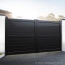 Aluminium Full Privacy Driveway Gate - Horizontal Solid Infill (Flat Top) - Black