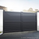 Aluminium Full Privacy Driveway Gate - Horizontal Solid Infill (Flat Top) - Grey