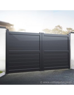 Aluminium Full Privacy Driveway Gate - Horizontal Solid Infill (Flat Top) - Grey