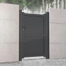 Aluminium Full Privacy Garden Gate - Diagonal Solid Infill (Flat Top) - Grey