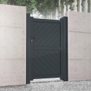 Aluminium Full Privacy Garden Gate - Diagonal Solid Infill (Flat Top) - Black