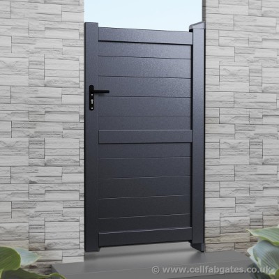 Aluminium Full Privacy Garden Gate - Horizontal Solid Infill (Flat Top) - Grey