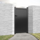 Aluminium Full Privacy Garden Gate - Vertical Solid Infill (Flat Top) - Black